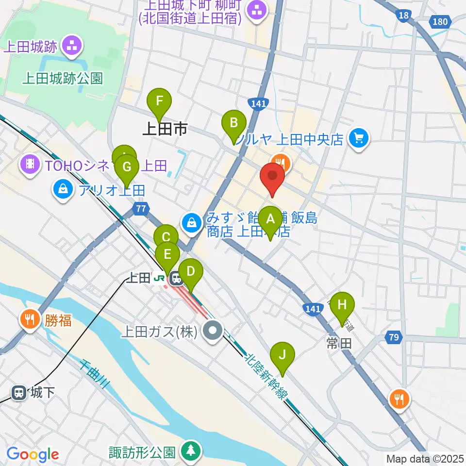 上田映劇周辺のコンビニエンスストア一覧地図