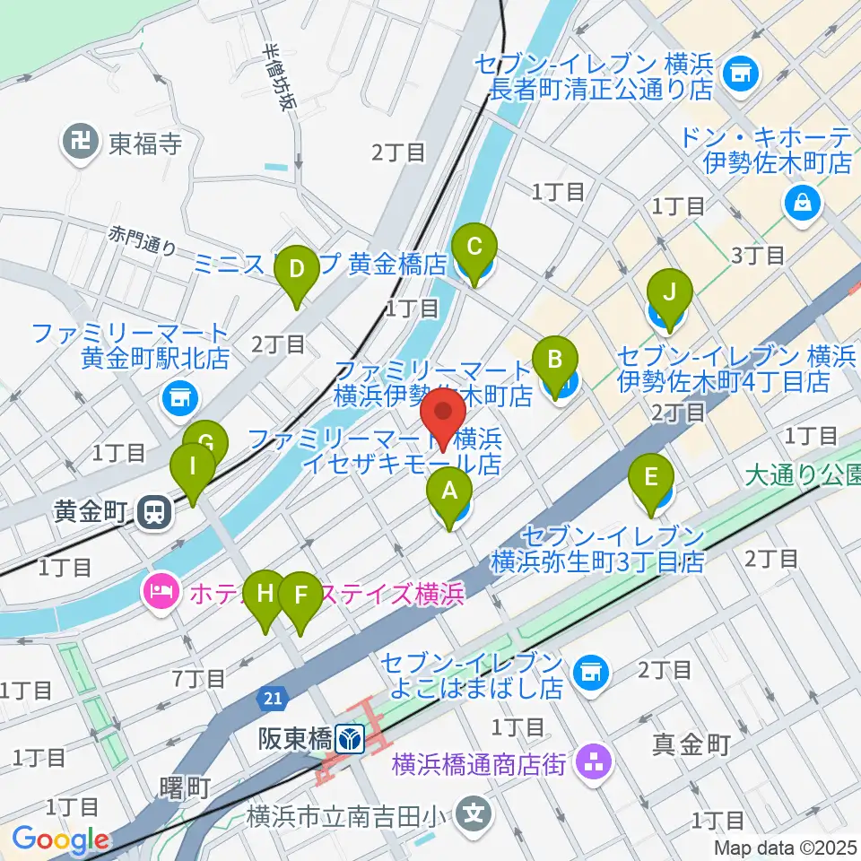 横浜シネマ・ジャック&ベティ周辺のコンビニエンスストア一覧地図