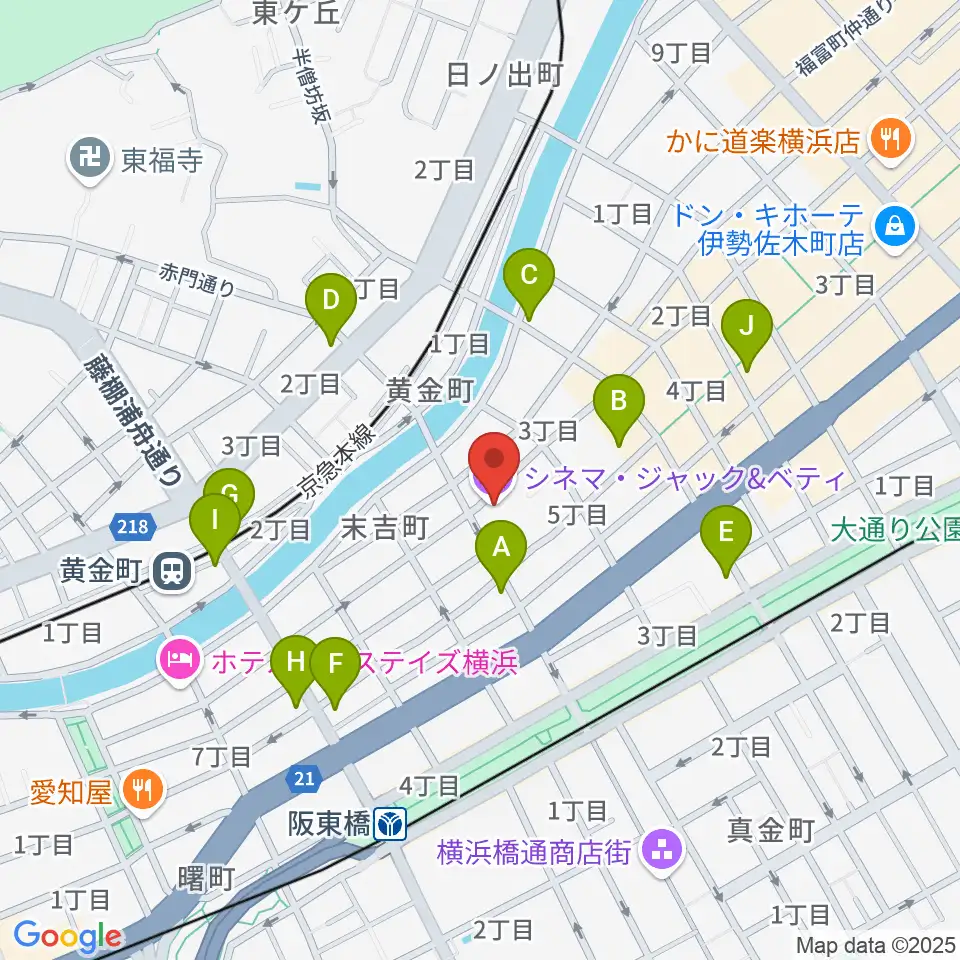 横浜シネマ・ジャック&ベティ周辺のコンビニエンスストア一覧地図