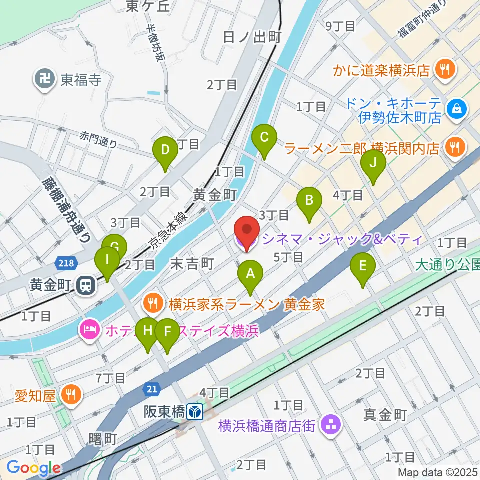 横浜シネマ・ジャック&ベティ周辺のコンビニエンスストア一覧地図
