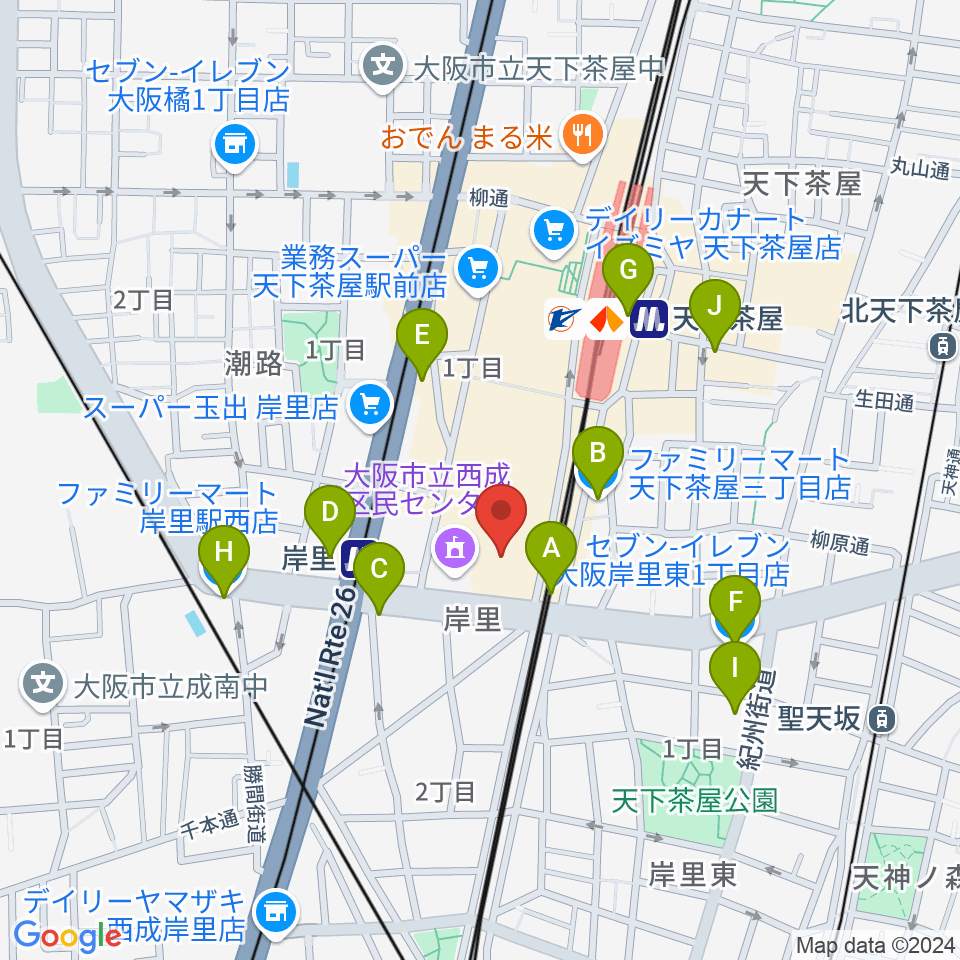 大阪フィルハーモニー会館周辺のコンビニエンスストア一覧地図