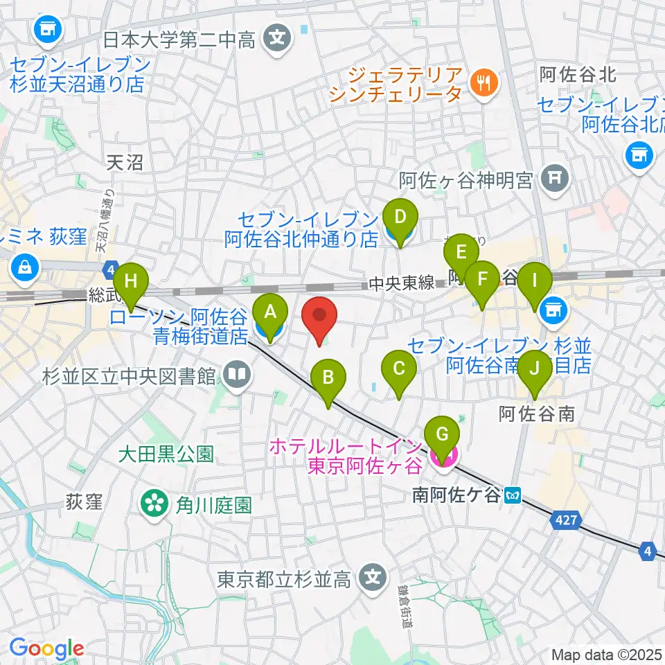 長谷部ギター教室周辺のコンビニエンスストア一覧地図