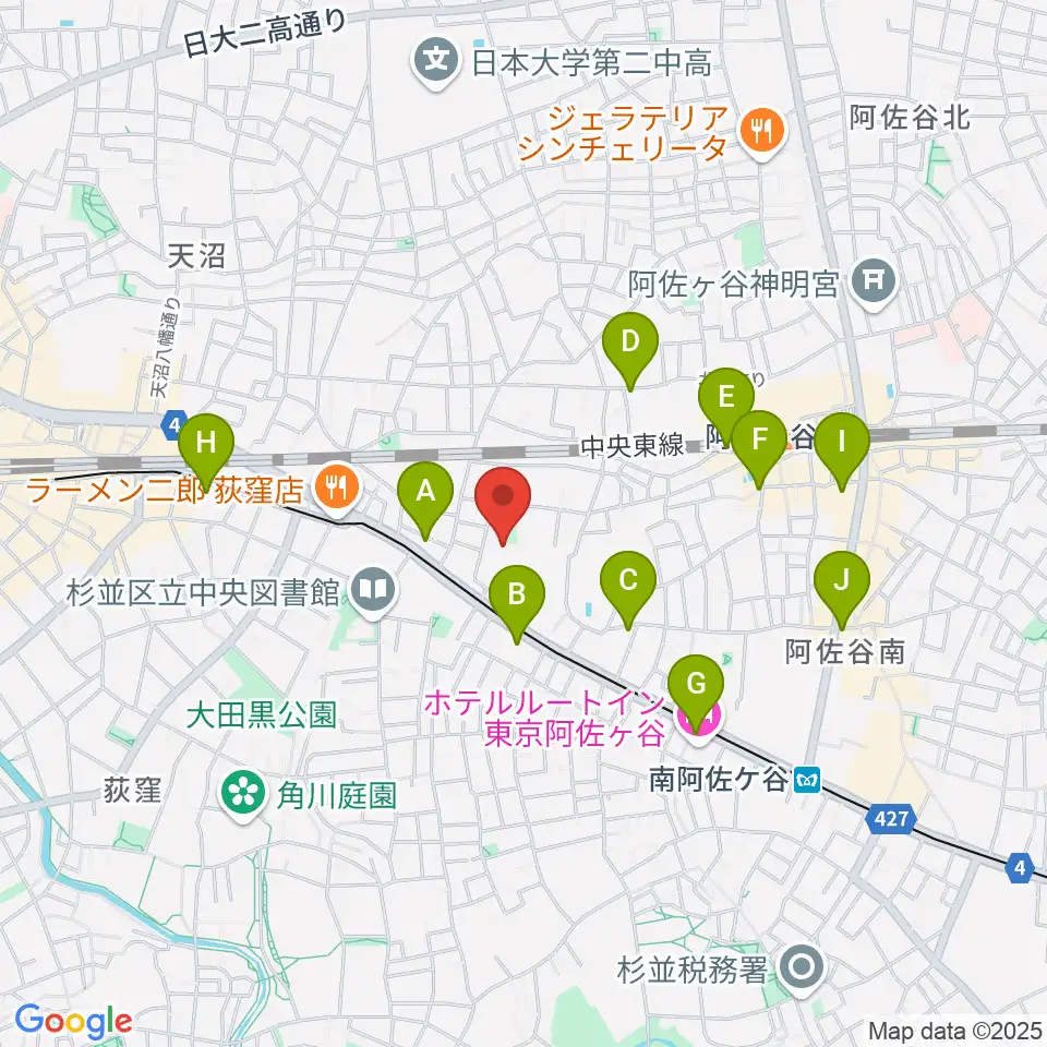 長谷部ギター教室周辺のコンビニエンスストア一覧地図