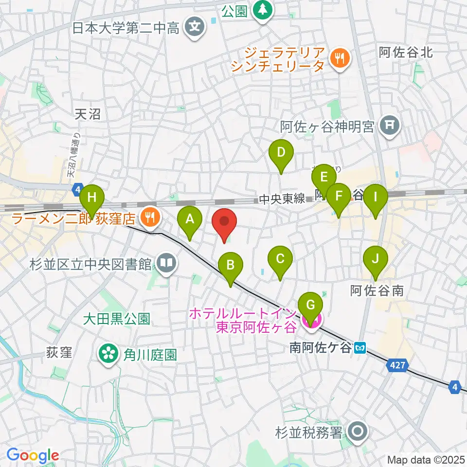 長谷部ギター教室周辺のコンビニエンスストア一覧地図