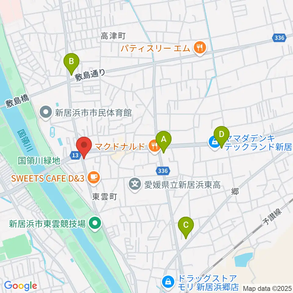 ヤストミ楽器・音楽教室周辺のコンビニエンスストア一覧地図
