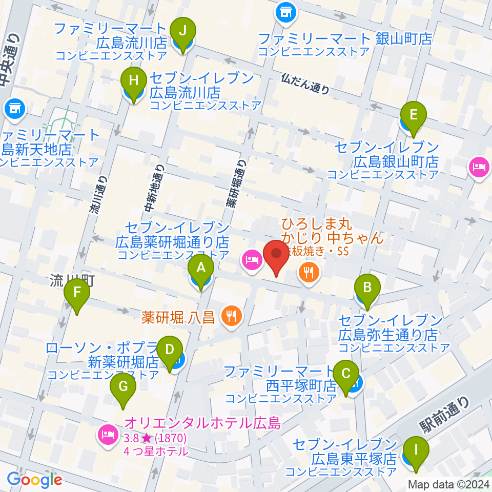 広島LIVE VANQUISH周辺のコンビニエンスストア一覧地図