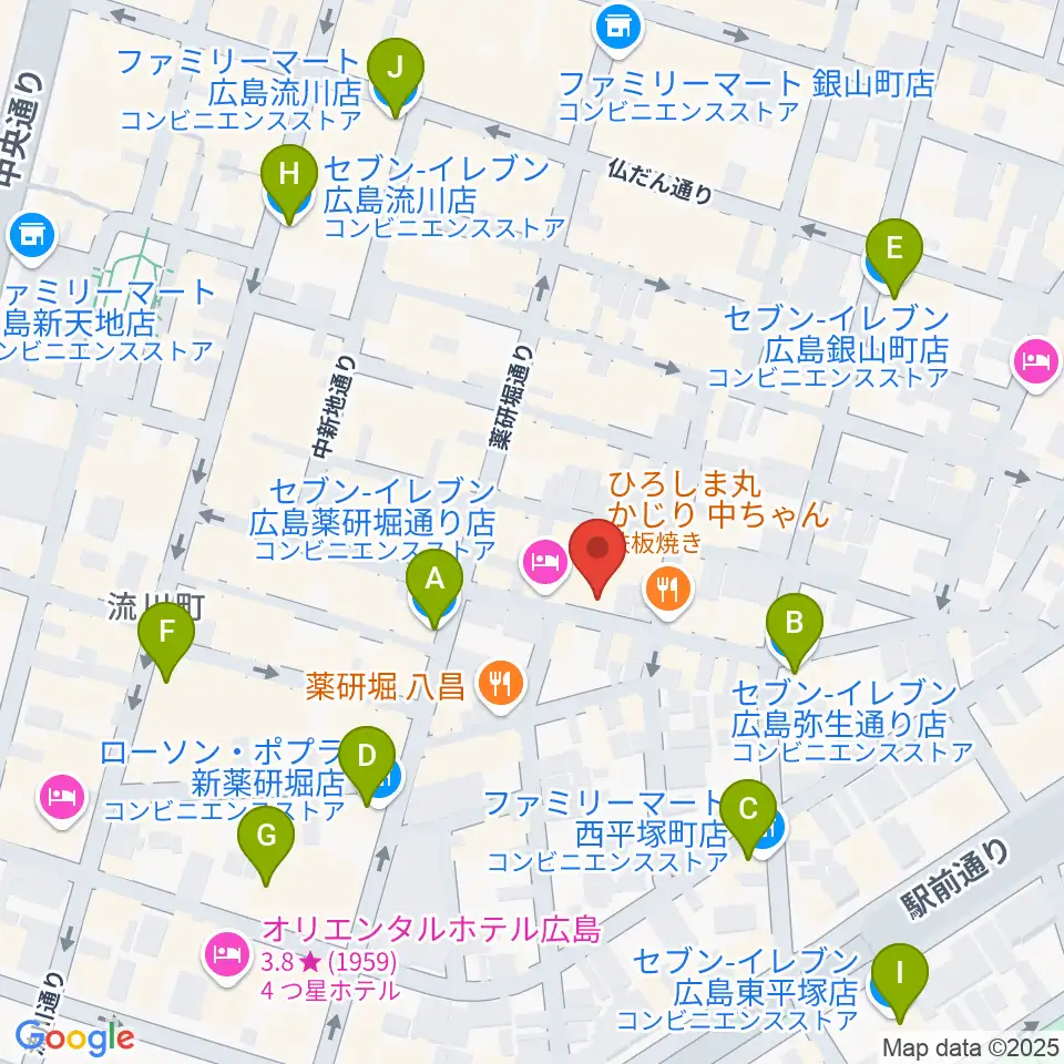 広島LIVE VANQUISH周辺のコンビニエンスストア一覧地図