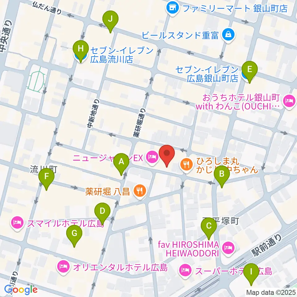 広島LIVE VANQUISH周辺のコンビニエンスストア一覧地図