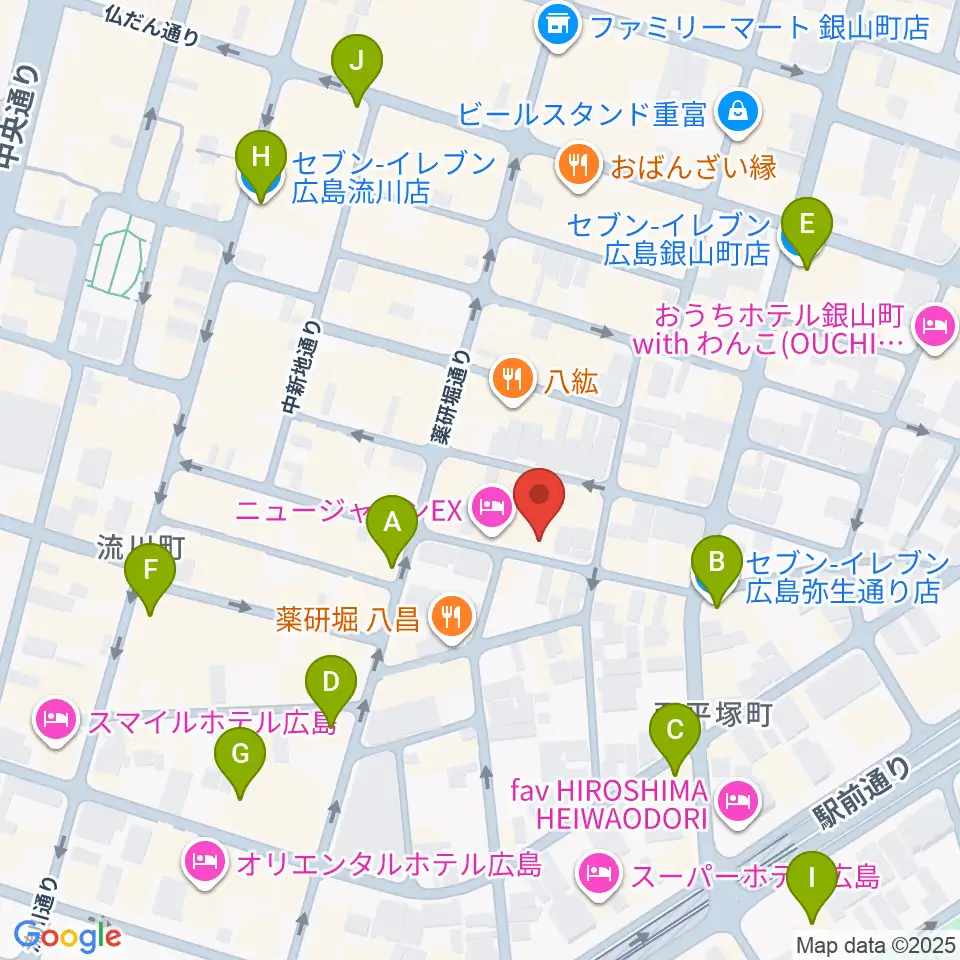 広島LIVE VANQUISH周辺のコンビニエンスストア一覧地図