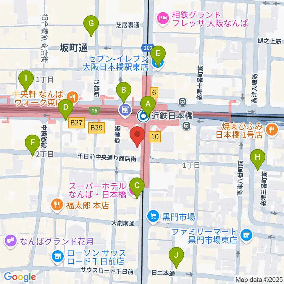 スタジオハイダウェイ日本橋店周辺のコンビニエンスストア一覧地図