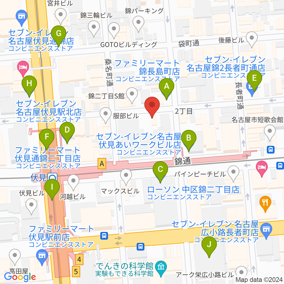 伏見ミリオン座周辺のコンビニエンスストア一覧地図