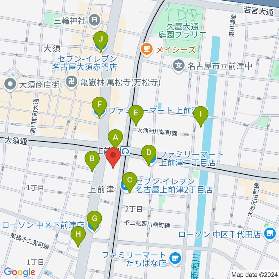 名古屋マーブルレコード周辺のコンビニエンスストア一覧地図