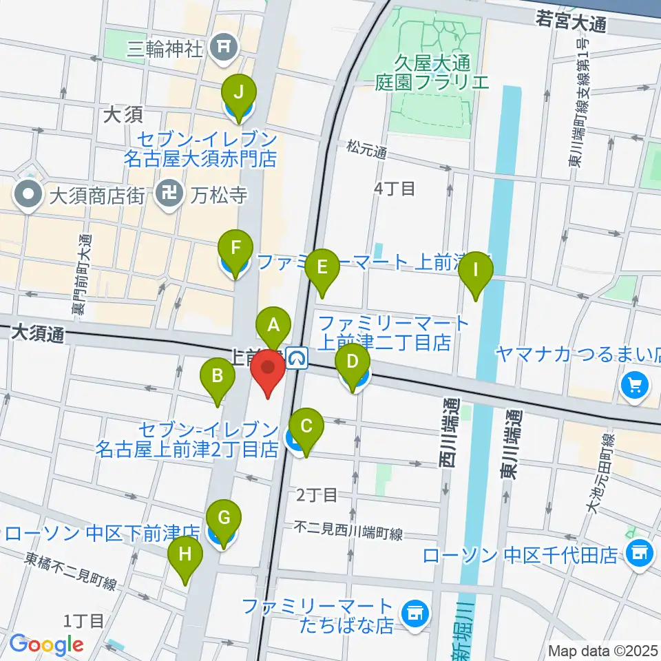 名古屋マーブルレコード周辺のコンビニエンスストア一覧地図