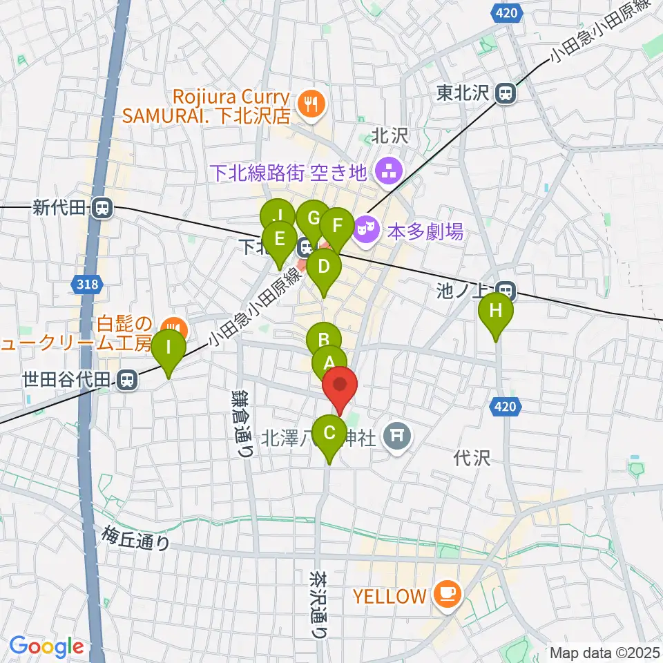 スタジオベイド下北沢店周辺のコンビニエンスストア一覧地図