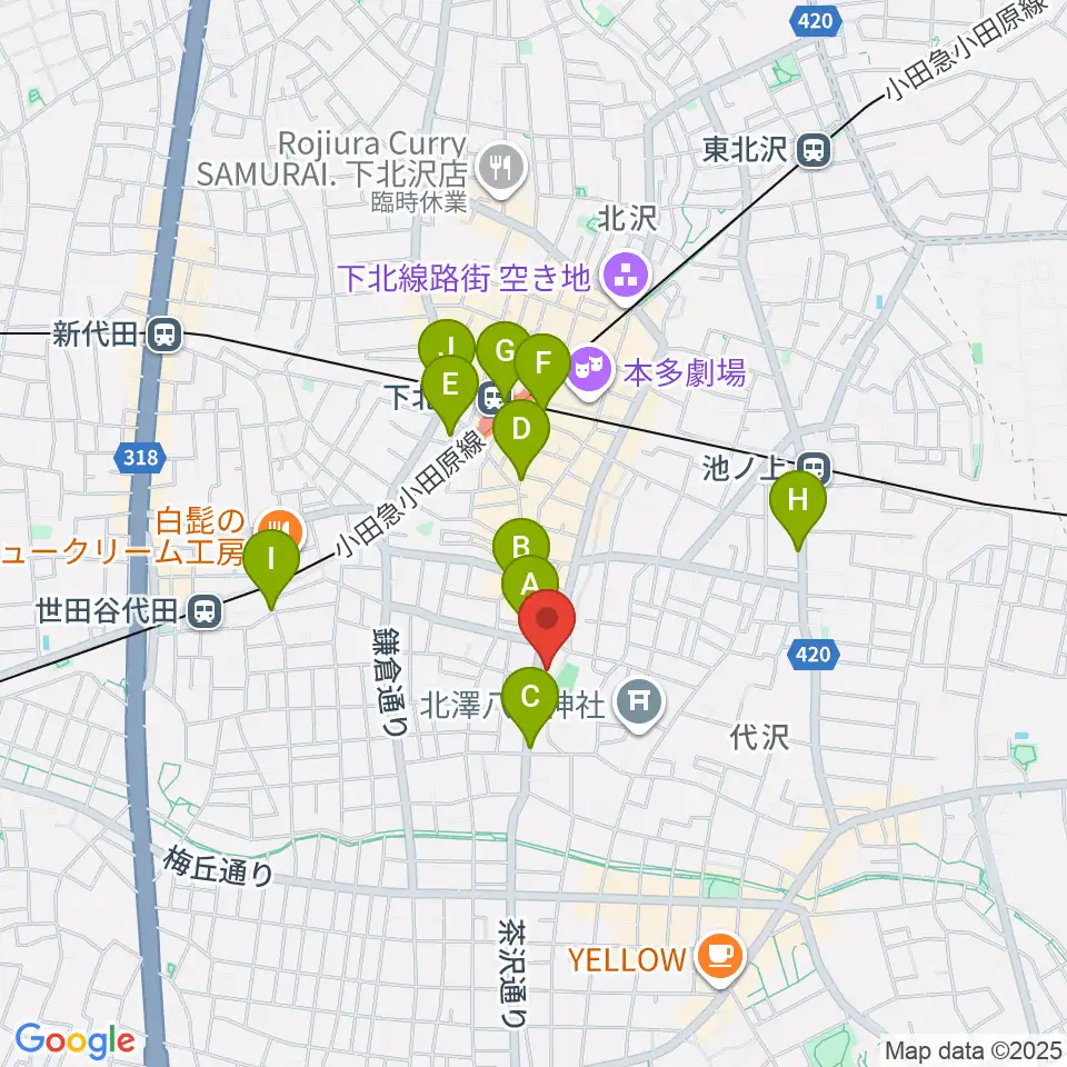 スタジオベイド下北沢店周辺のコンビニエンスストア一覧地図