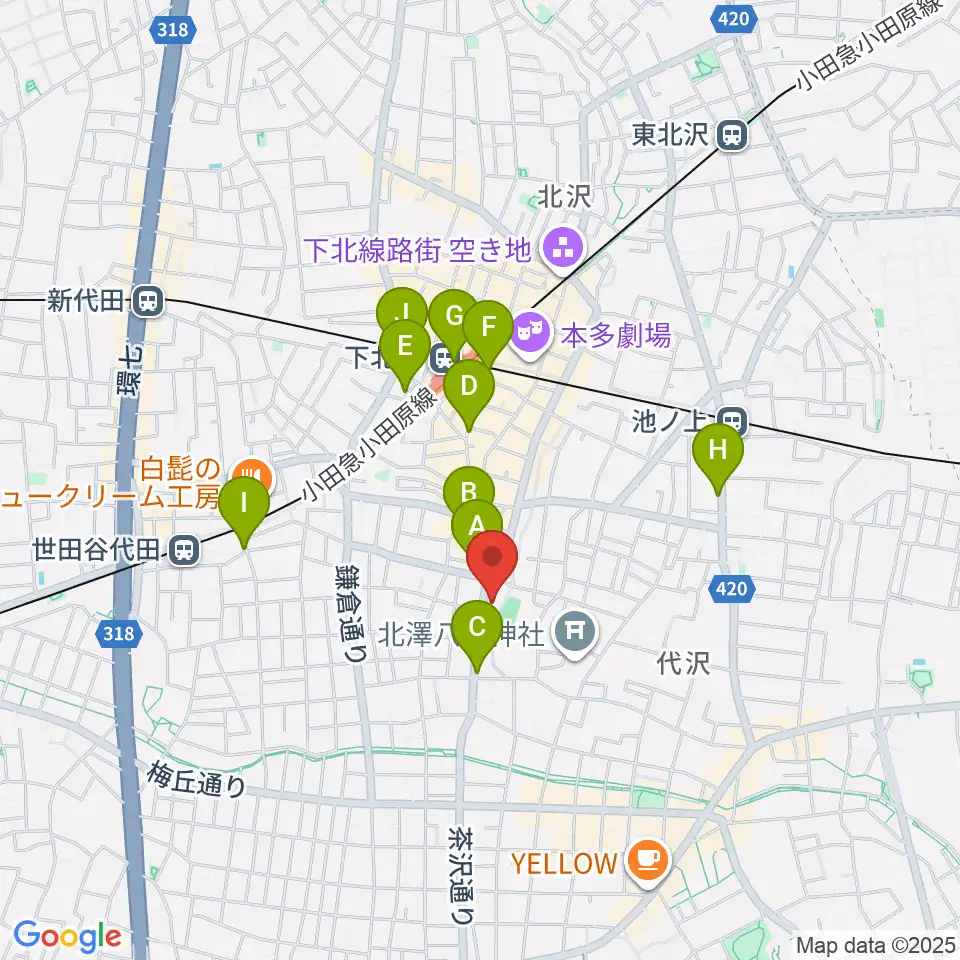 スタジオベイド下北沢店周辺のコンビニエンスストア一覧地図