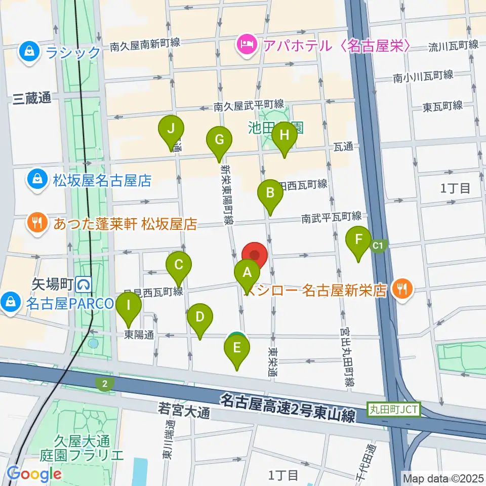名古屋栄シアターZONE周辺のコンビニエンスストア一覧地図