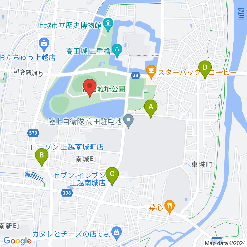 高田城址公園オーレンプラザ周辺のコンビニエンスストア一覧地図