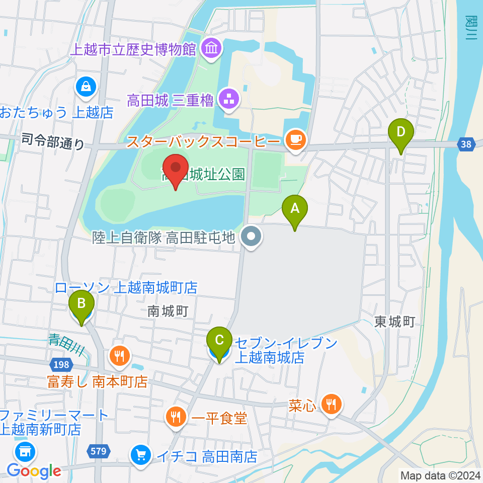 高田城址公園オーレンプラザ周辺のコンビニエンスストア一覧地図