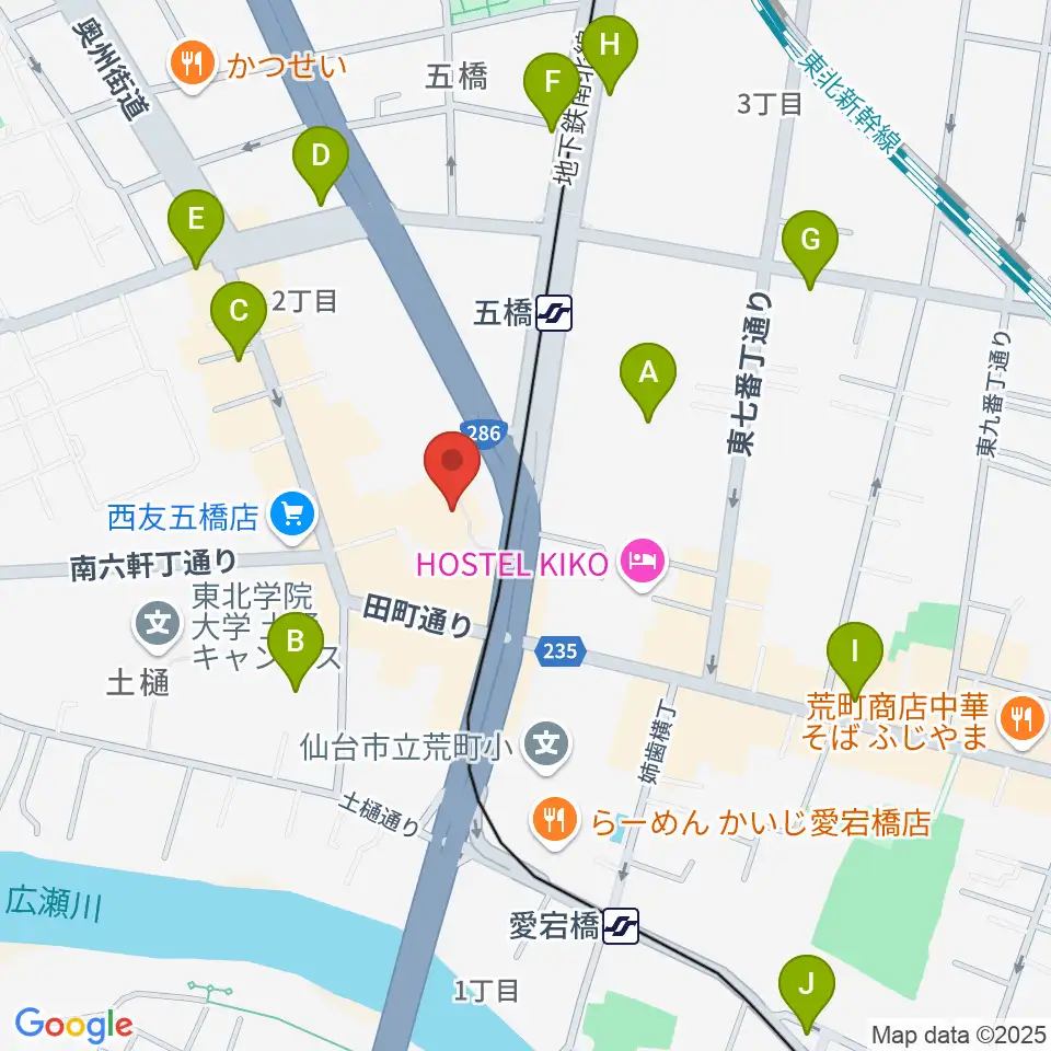 仙台市福祉プラザ周辺のコンビニエンスストア一覧地図