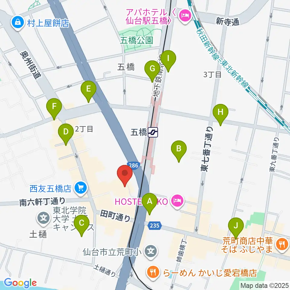 仙台市福祉プラザ周辺のコンビニエンスストア一覧地図