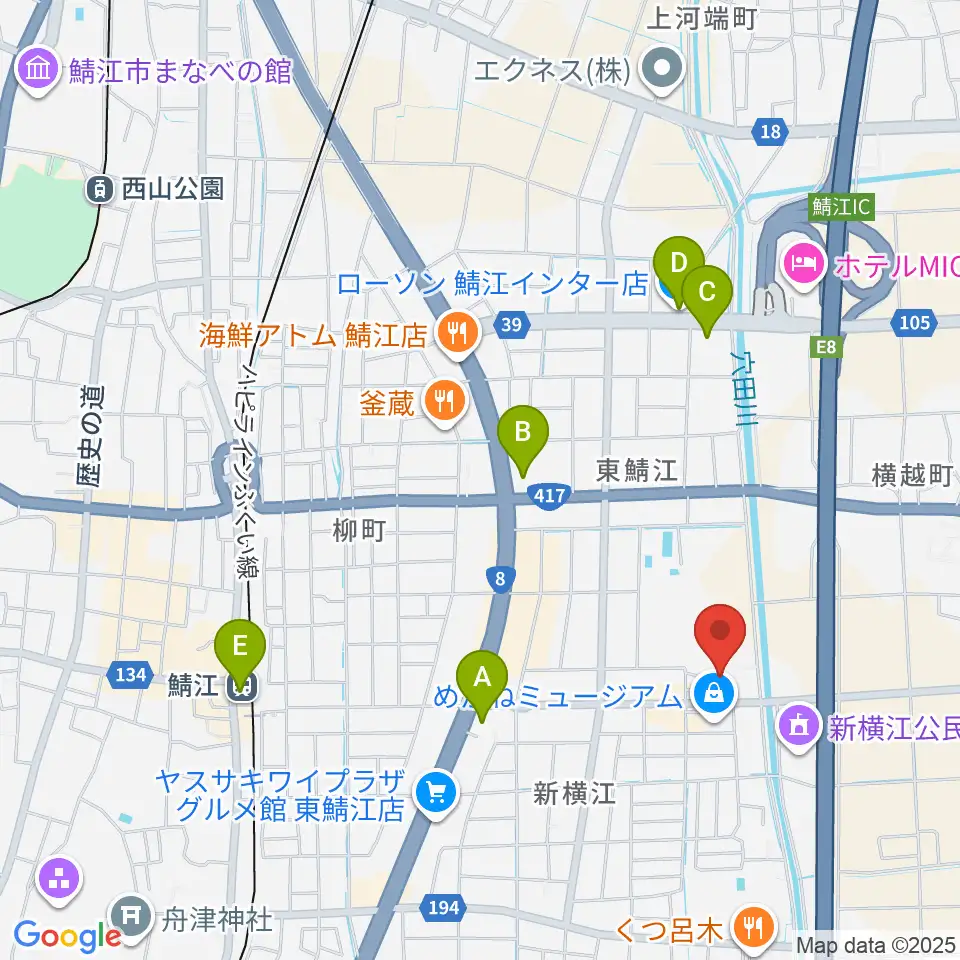 鯖江市文化センター周辺のコンビニエンスストア一覧地図