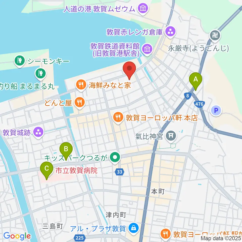 敦賀市民文化センター周辺のコンビニエンスストア一覧地図