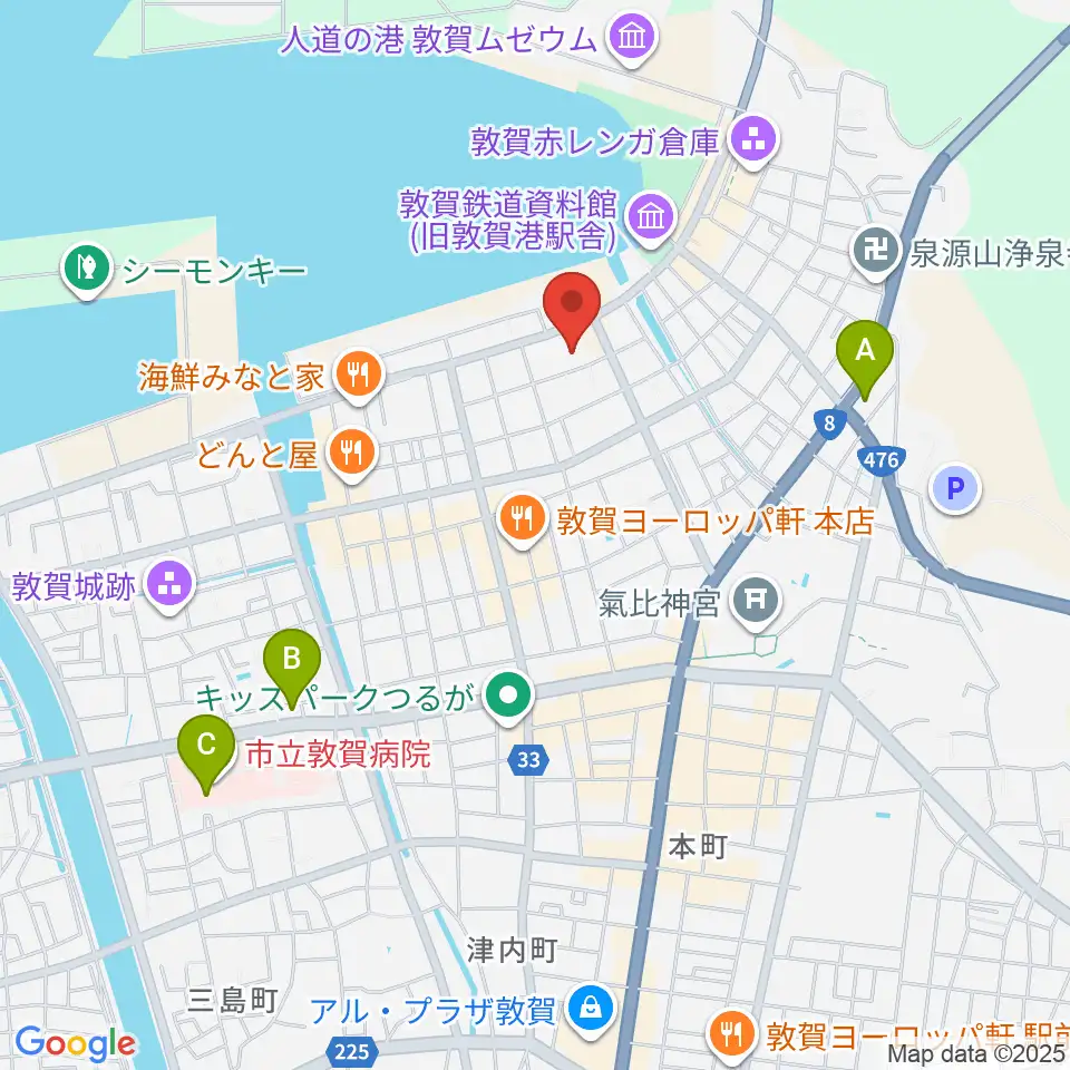 敦賀市民文化センター周辺のコンビニエンスストア一覧地図