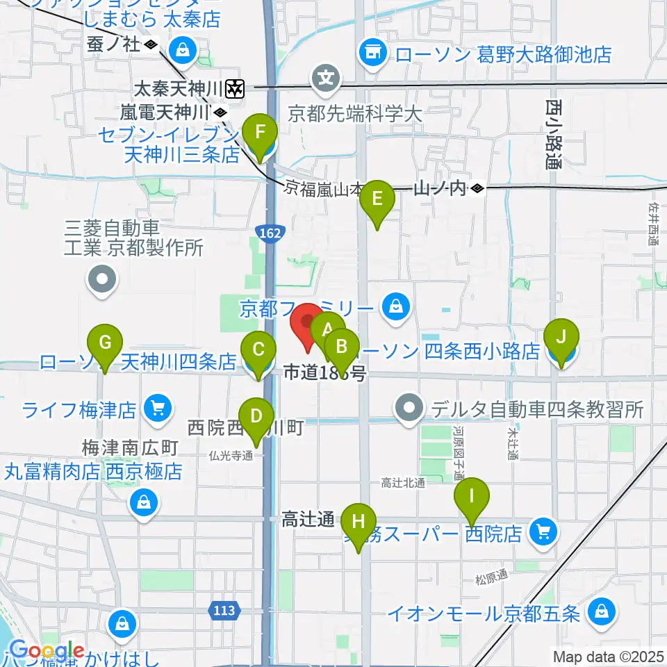 京都外国語大学 森田記念講堂周辺のコンビニエンスストア一覧地図