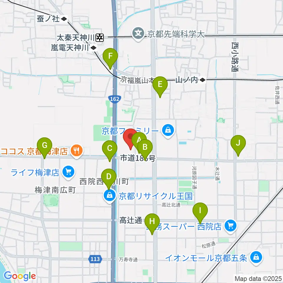 京都外国語大学 森田記念講堂周辺のコンビニエンスストア一覧地図