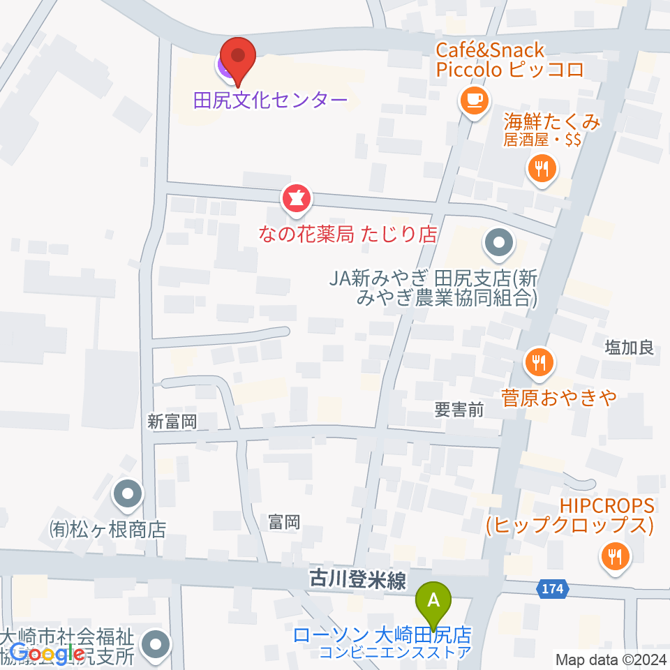 大崎市田尻文化センター周辺のコンビニエンスストア一覧地図