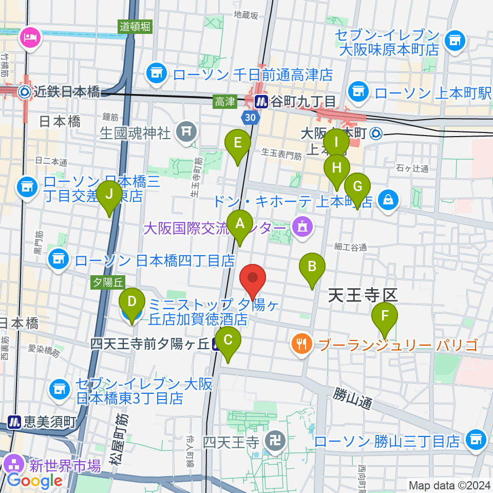 クレオ大阪中央周辺のコンビニエンスストア一覧地図