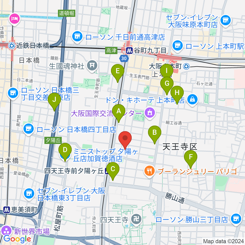 クレオ大阪中央周辺のコンビニエンスストア一覧地図