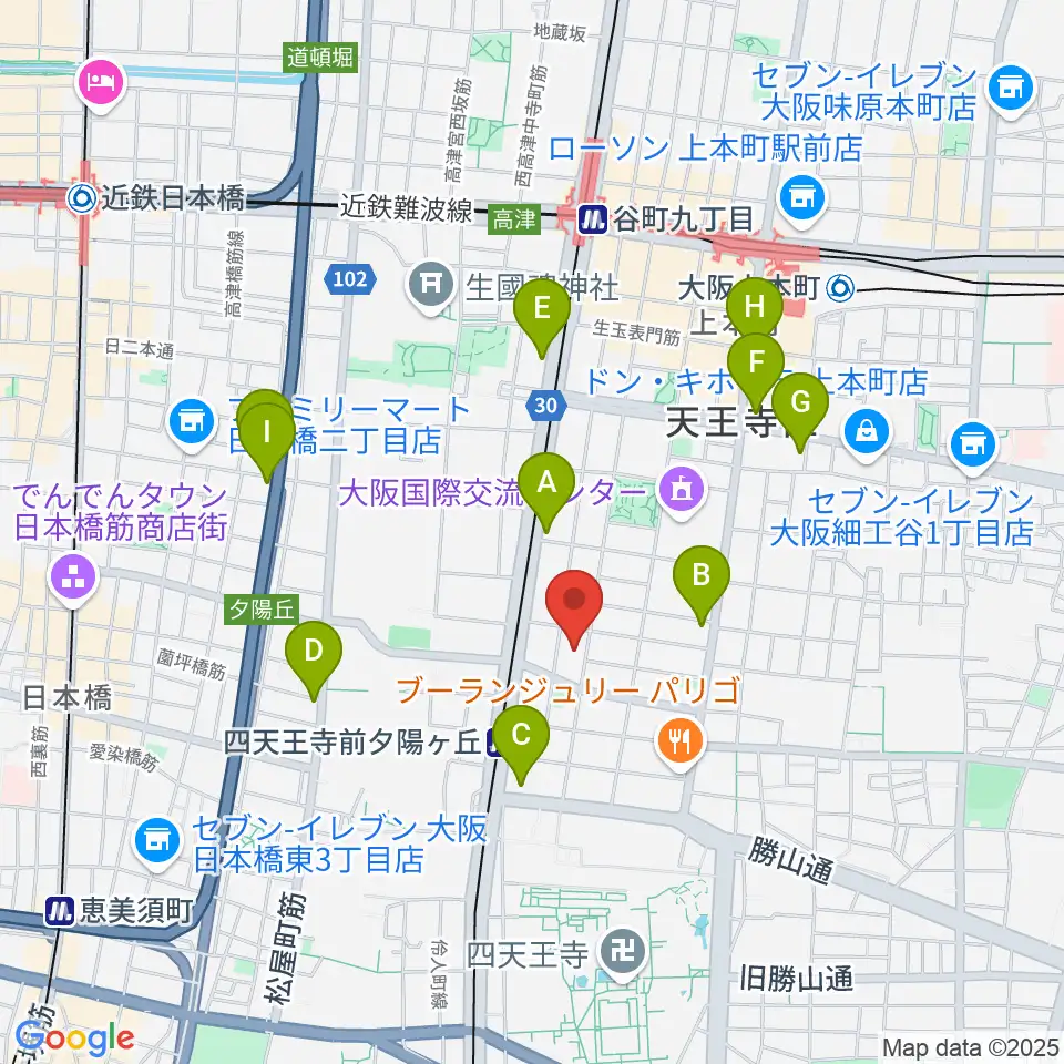 クレオ大阪中央周辺のコンビニエンスストア一覧地図