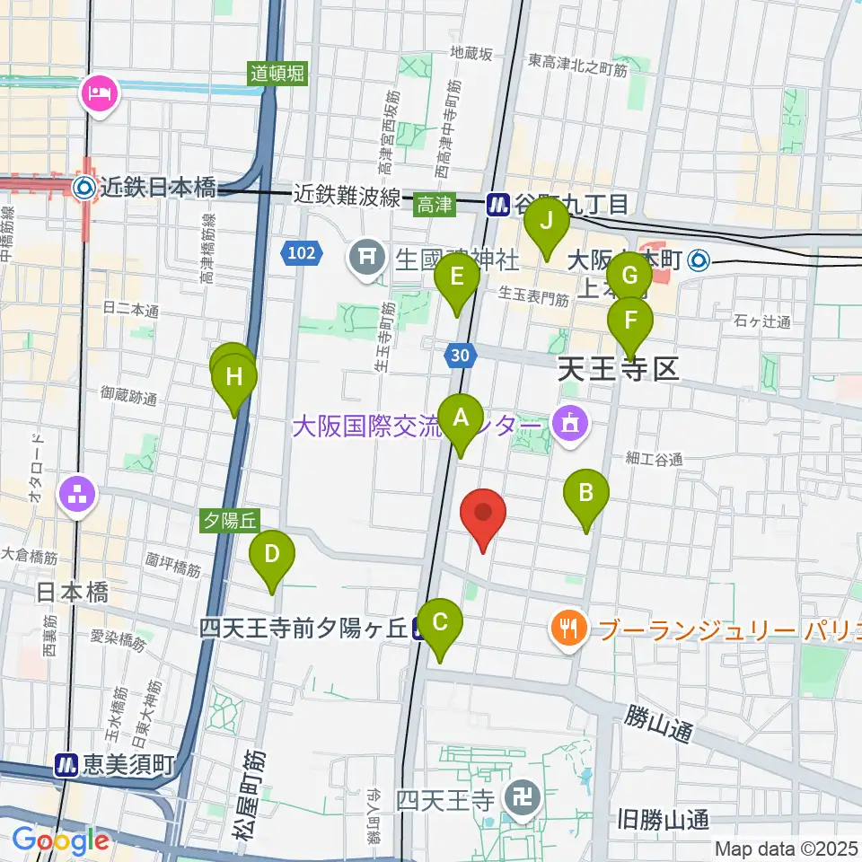 クレオ大阪中央周辺のコンビニエンスストア一覧地図