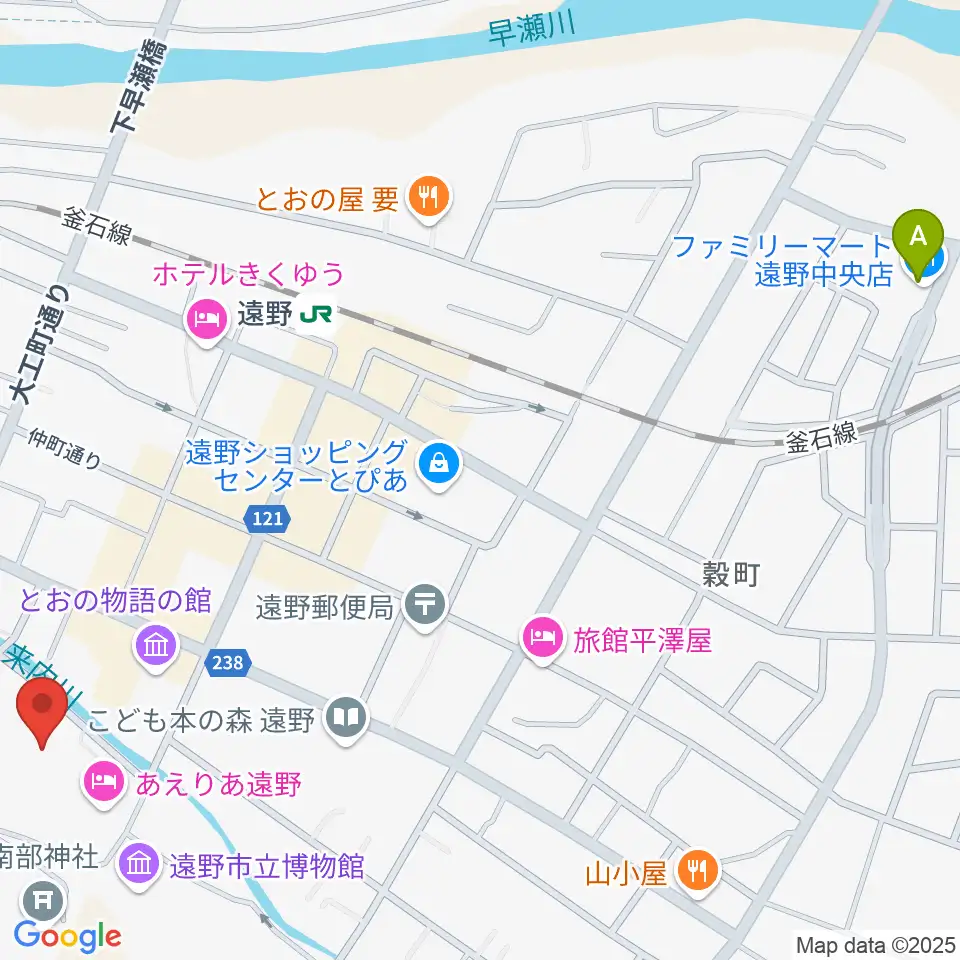 遠野市民センター周辺のコンビニエンスストア一覧地図