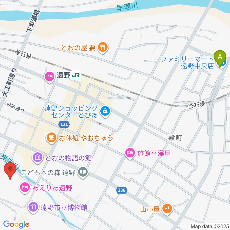 遠野市民センター周辺のコンビニエンスストア一覧地図