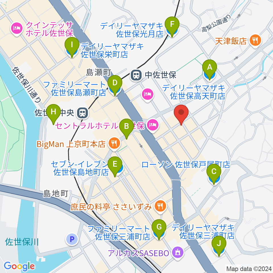 佐世保カイセンズ周辺のコンビニエンスストア一覧地図