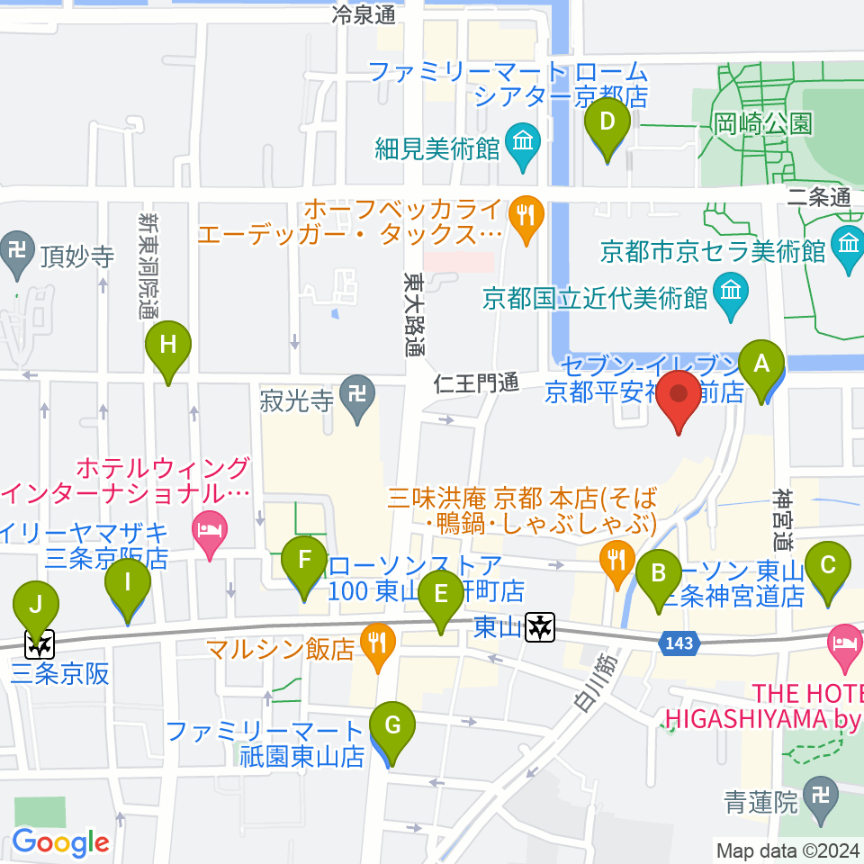 京都観世会館周辺のコンビニエンスストア一覧地図