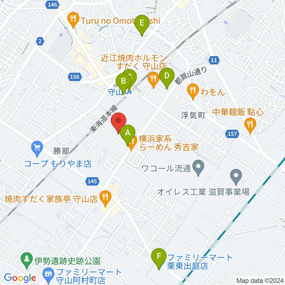 守山Blue周辺のコンビニエンスストア一覧地図