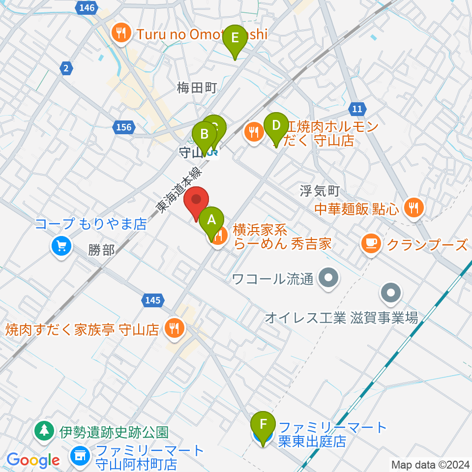 守山Blue周辺のコンビニエンスストア一覧地図