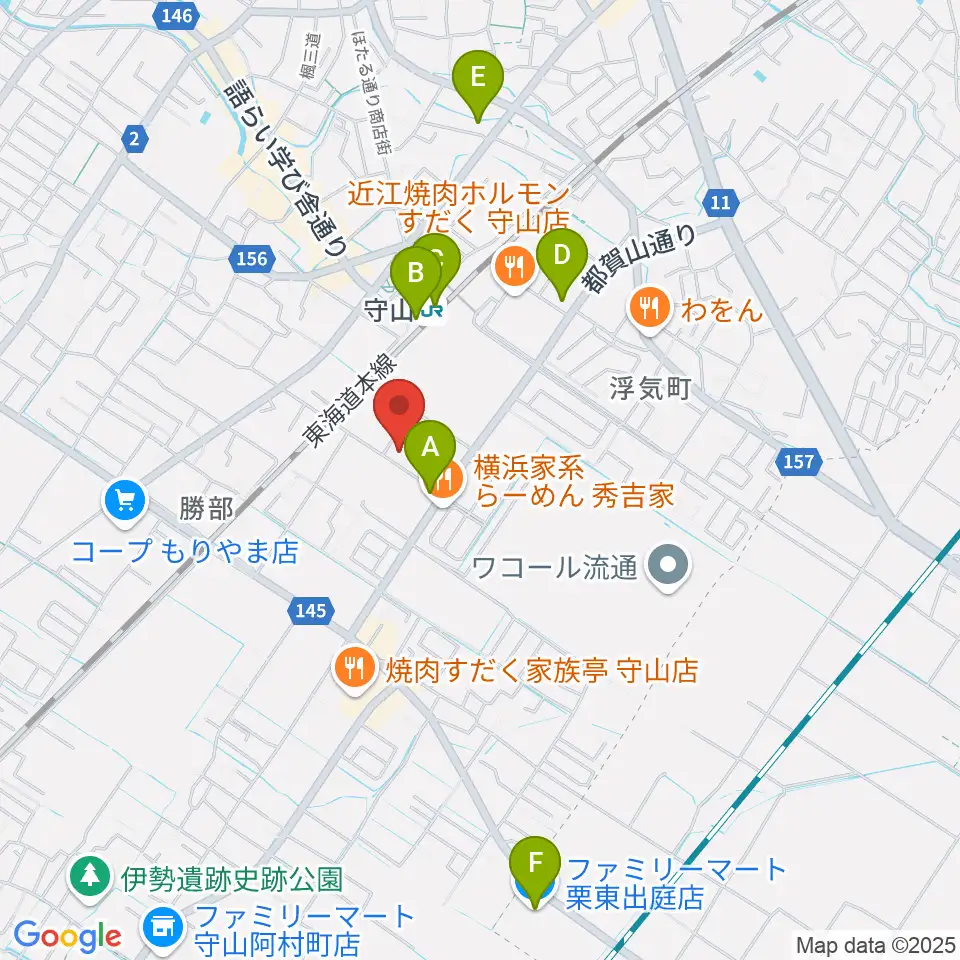 守山Blue周辺のコンビニエンスストア一覧地図