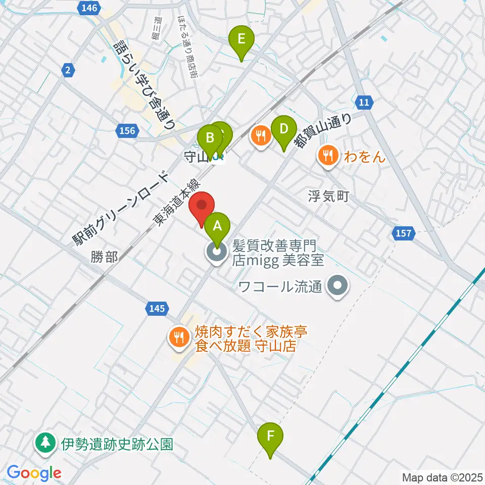 守山Blue周辺のコンビニエンスストア一覧地図