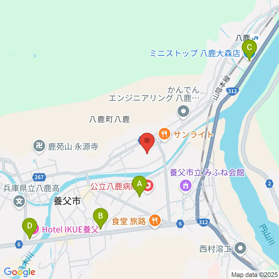 やぶ市民交流広場 YBファブ周辺のコンビニエンスストア一覧地図