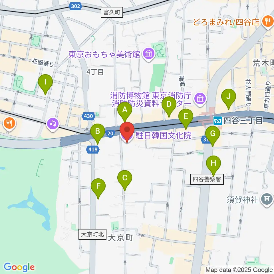韓国文化院ハンマダンホール周辺のコンビニエンスストア一覧地図
