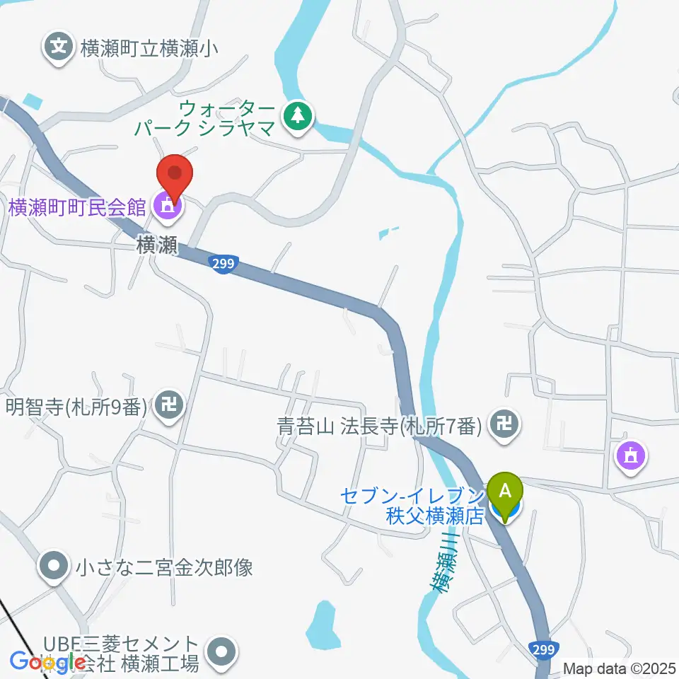 横瀬町町民会館周辺のコンビニエンスストア一覧地図