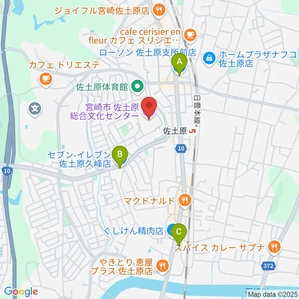 宮崎市佐土原総合文化センター周辺のコンビニエンスストア一覧地図