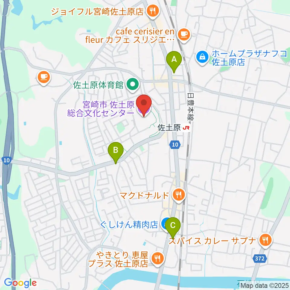 宮崎市佐土原総合文化センター周辺のコンビニエンスストア一覧地図
