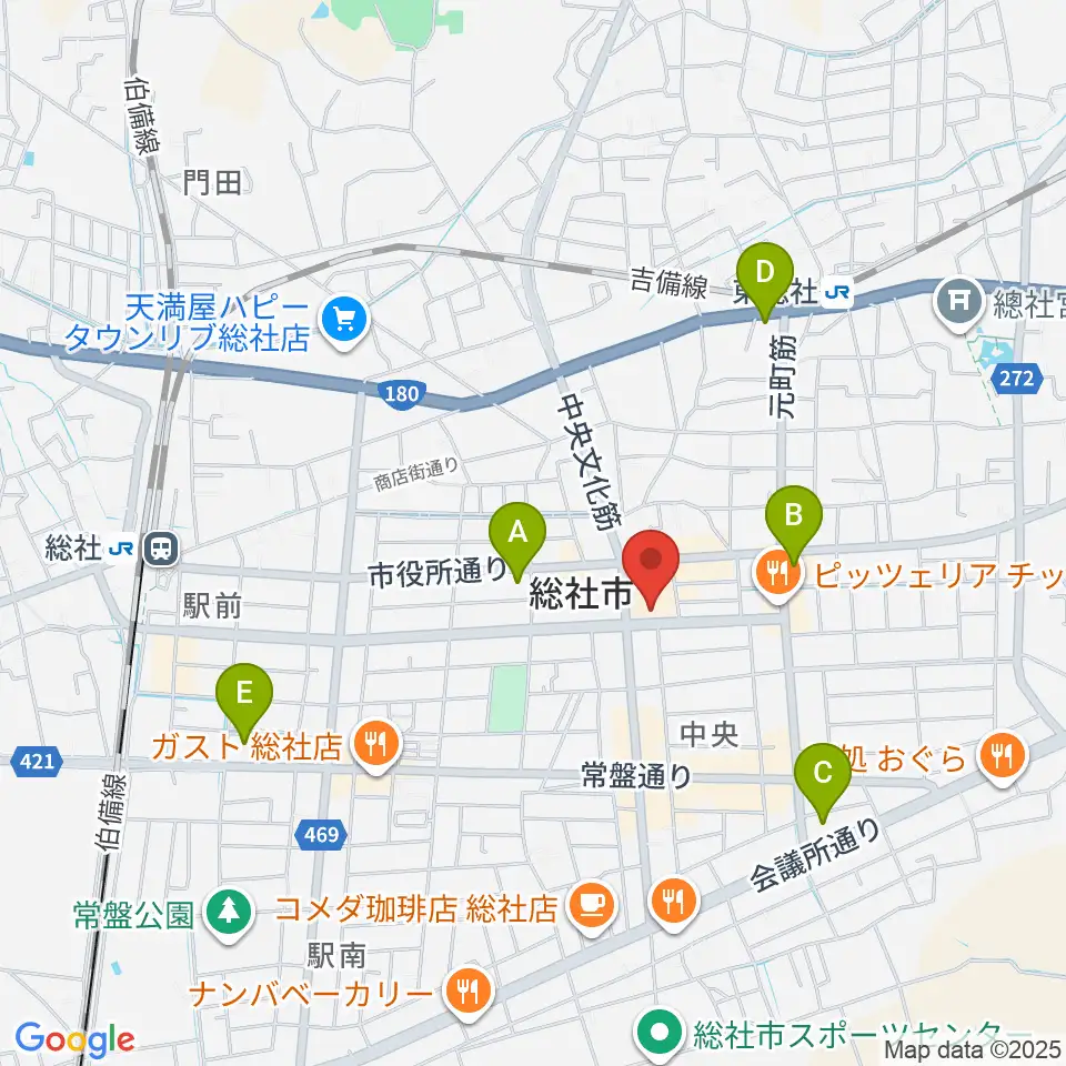 総社市民会館周辺のコンビニエンスストア一覧地図