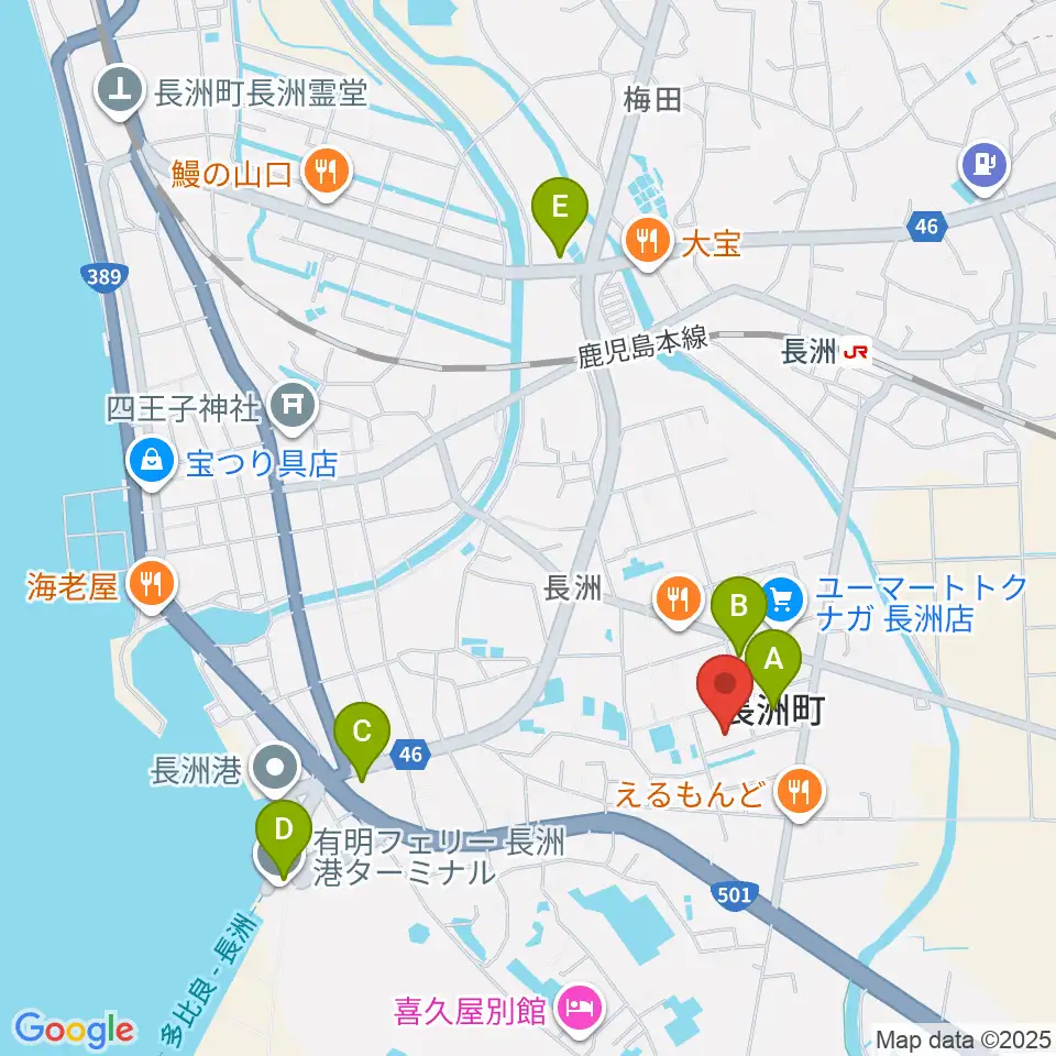 ながす未来館周辺のコンビニエンスストア一覧地図
